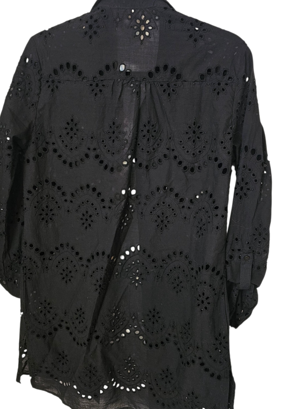 Adiva Black Eyelet Button-Up Tunic - Picture 6 of 7